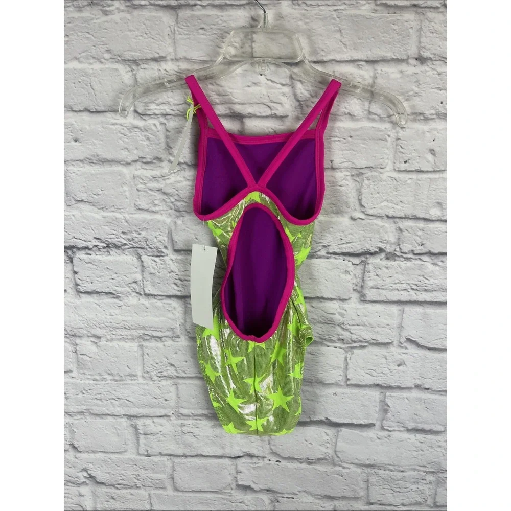 TYR The Finals Youth Girls Astrofoil Flutterback Star Swimsuit Size 26 NEW